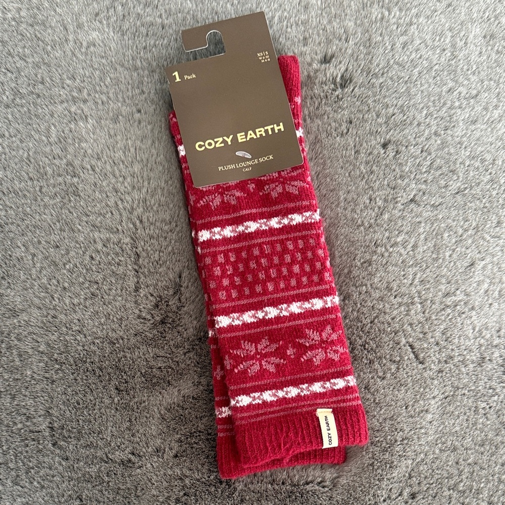 Cozy Earth Red Plush Lounge Socks